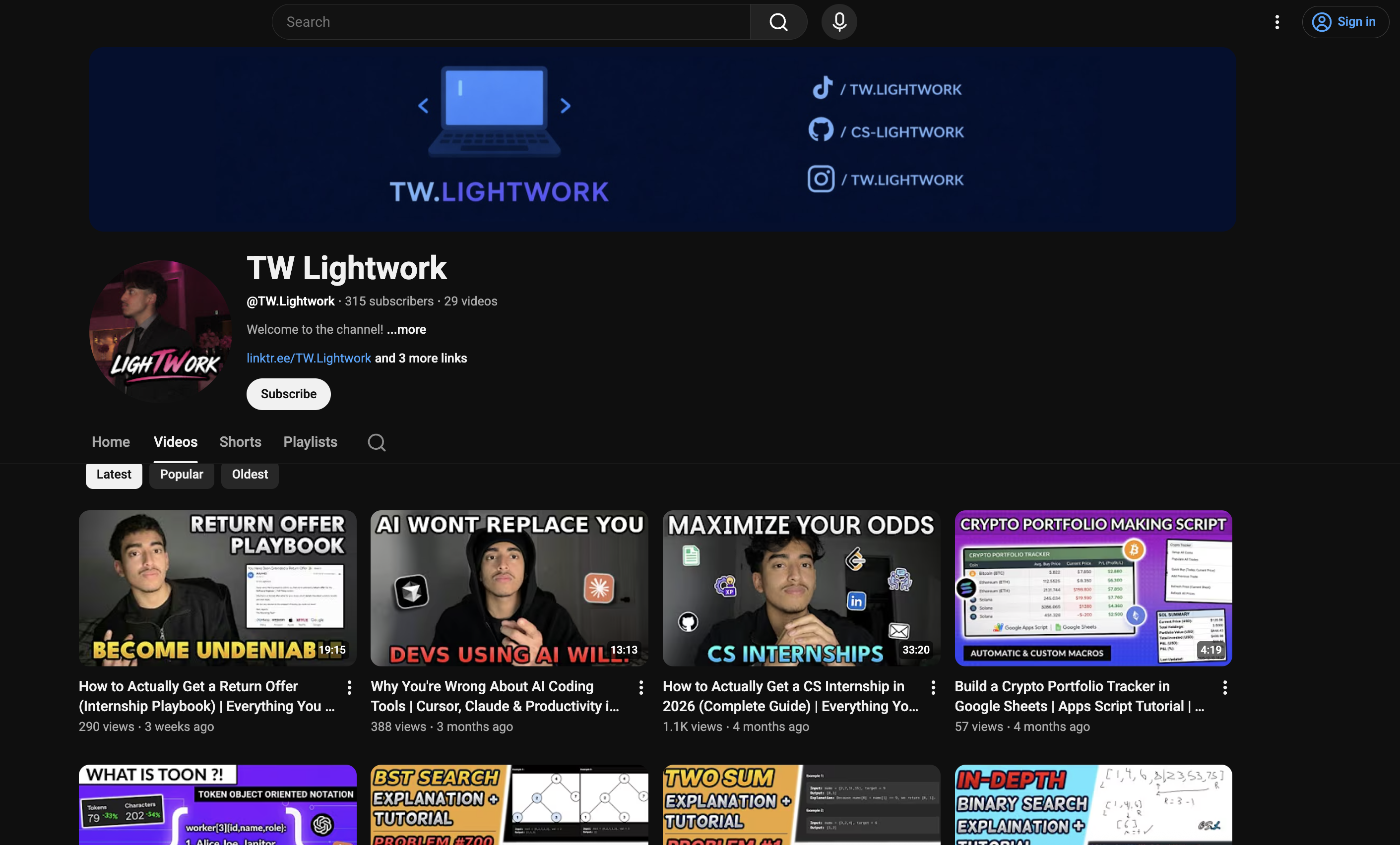 TW Lightwork YouTube
